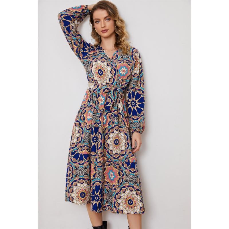 Womens Autumn Paisley Twill Dress  |  Dresses & Jumpsuits Clothing Astral Blue Multi