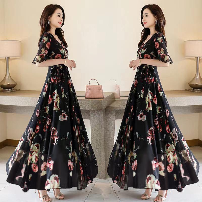 Womens Fall Poppies Midi Dress  |  Dresses & Jumpsuits Clothing Black