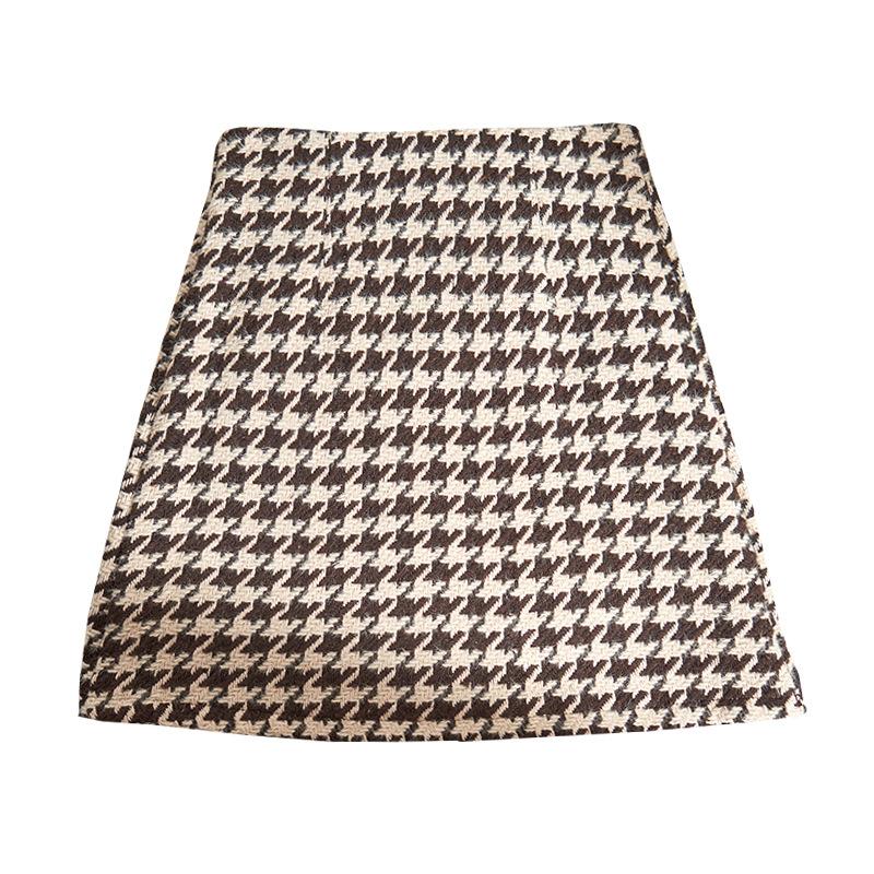 Womens Houndstooth A-Line Skirt  |  Bottoms Bottoms Black